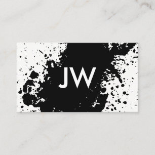 Artistic Black Ink Spatter   Creative Expressive Business Card