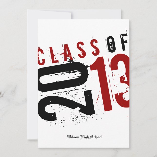 Artistic Black, White and Red Class of 2013 Invitation (Front)