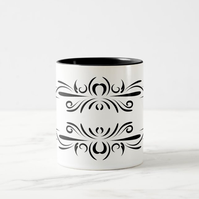 Artistic black white Coffee Mugs (Center)