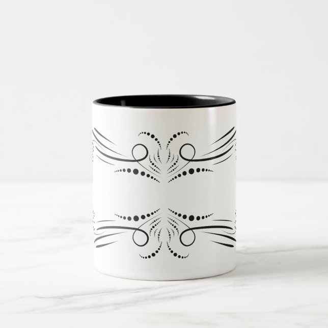 Artistic black white Coffee Mugs (Center)