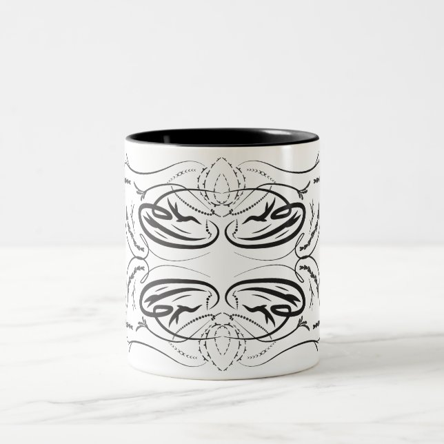Artistic black white Coffee Mugs (Center)