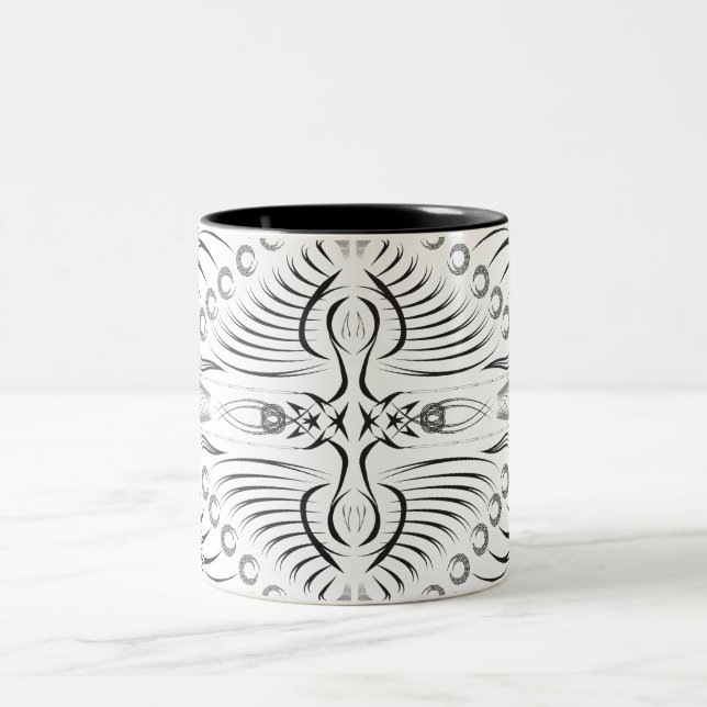 Artistic black white Coffee Mugs (Center)