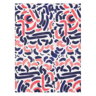 Artistic Blue and Orange Acrylic Shapes Pattern Tablecloth