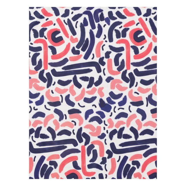 Artistic Blue and Orange Acrylic Shapes Pattern Tablecloth (Front)