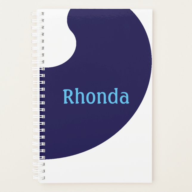 Artistic Blue and White Swirls Planner (Front)