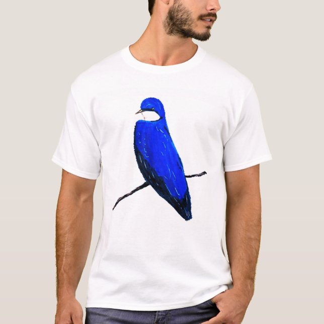 Artistic Blue Bird Tree Swallow T-Shirt (Front)
