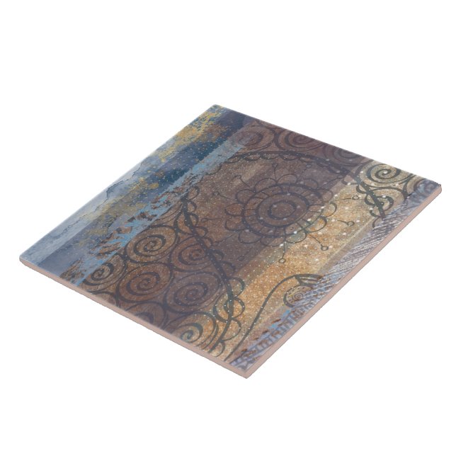 Artistic blue brown grey loft style industrial ceramic tile (Side)