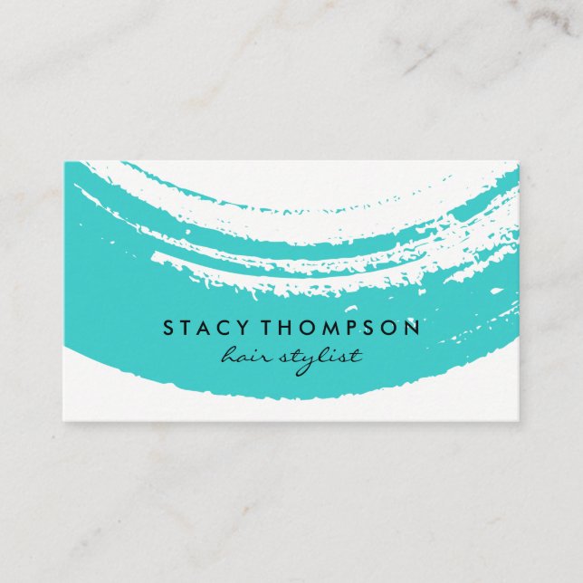 Artistic Blue Brushed Business Card (Front)