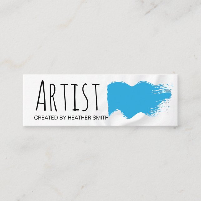 Artistic Blue Brushed Mini Business Card (Front)