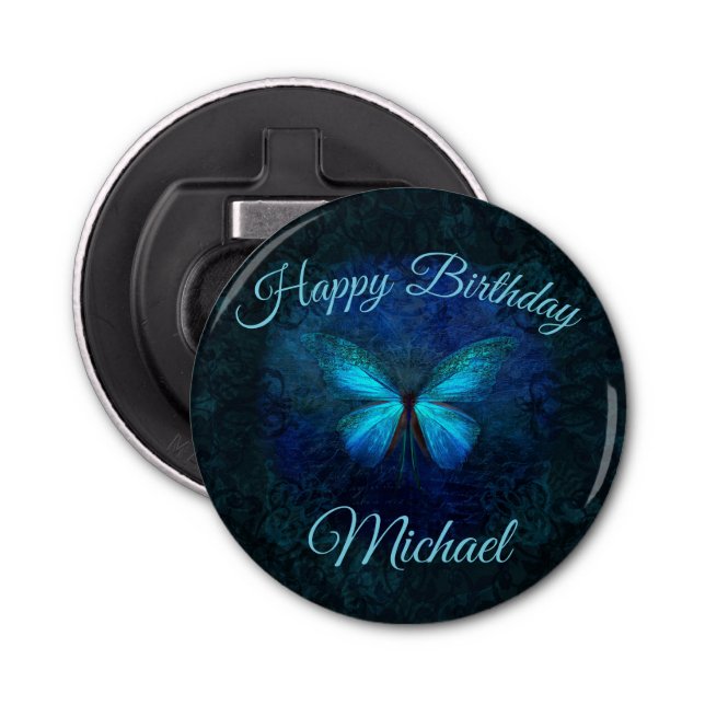Artistic Blue Butterfly Design Bottle Opener (Front)