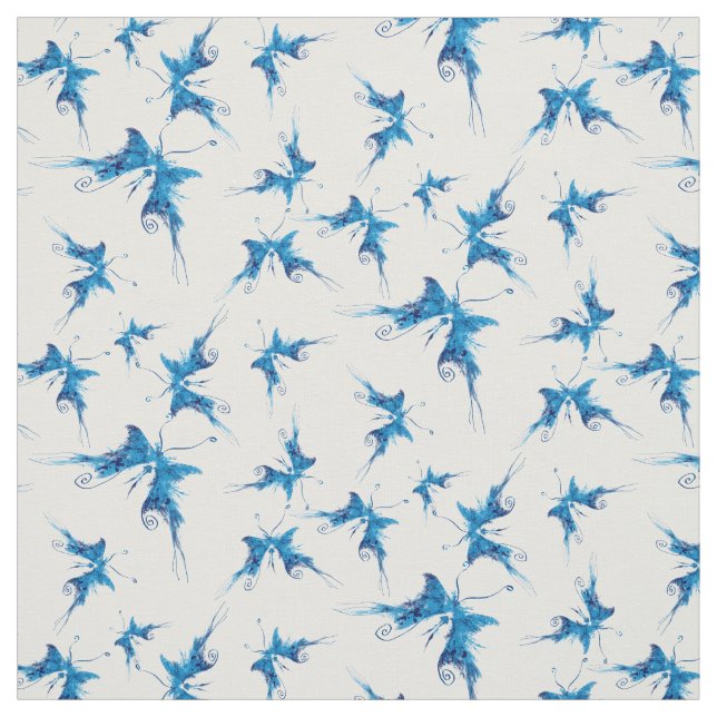 Artistic Blue Butterfly Fabric (Swatch)