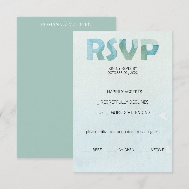 Artistic Blue Fall Watercolor Art RSVP Card (Front/Back)
