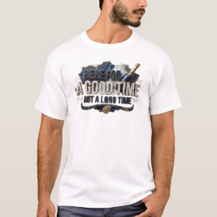 Artistic Blue HERE FOR GOOD TIME NOT LONG Motif T-Shirt