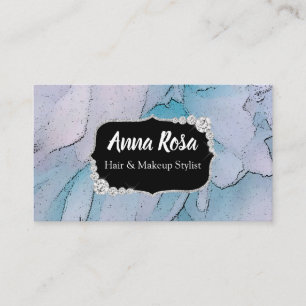 *~* Artistic Blue & Pink  Bling Diamond Abstract Business Card