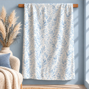 Artistic Blue Sage Cottagecore Wild Flowers Blanke Sherpa Blanket