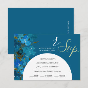 Artistic Blue Watercolor Wildflowers RSVP Card