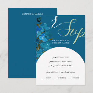 Artistic Blue Watercolor Wildflowers RSVP Card