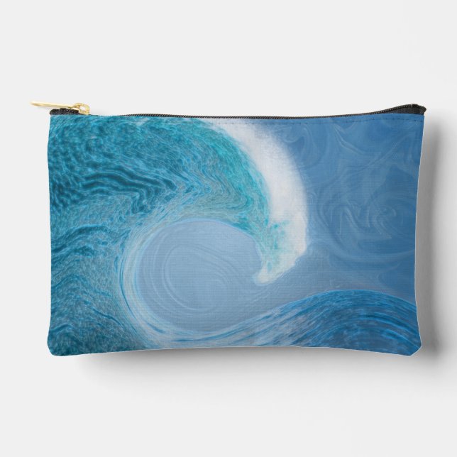 Artistic Blue Wave Accessory Pouch (Front)