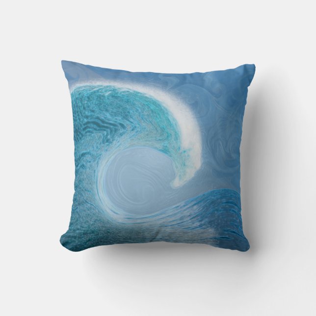 Artistic Blue Wave Cushion (Front)