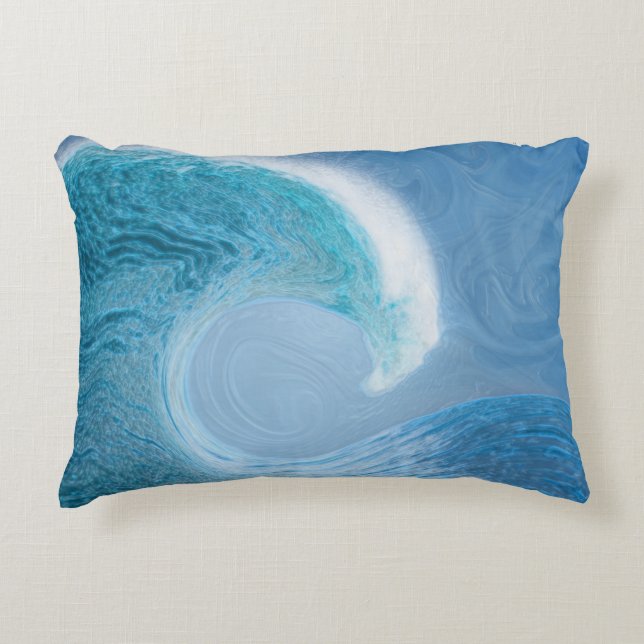 Artistic Blue Wave Decorative Cushion (Front)