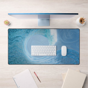 Artistic Blue Wave Desk Mat