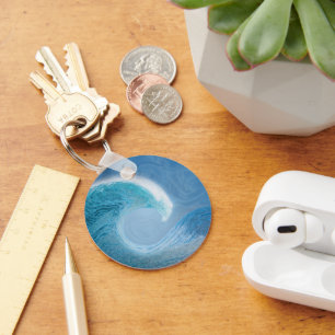 Artistic Blue Wave Key Ring