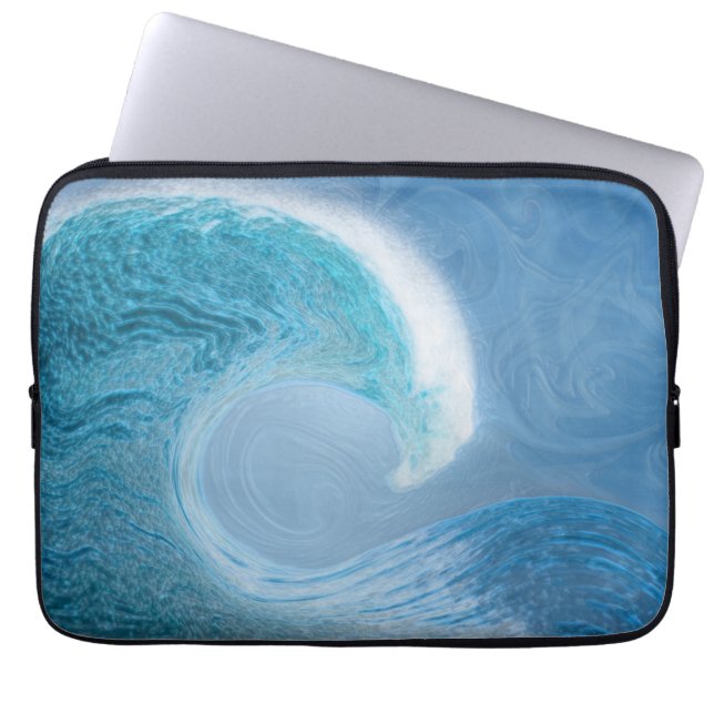 Artistic Blue Wave Laptop Sleeve (Front)