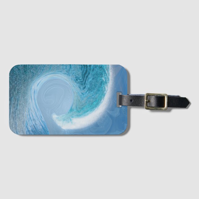 Artistic Blue Wave Luggage Tag (Front Horizontal)