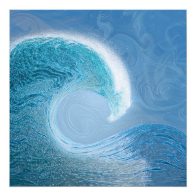 Artistic Blue Wave Photo Print (Front)
