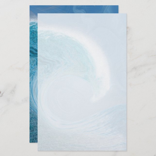 Artistic Blue Wave Stationery (Front/Back)