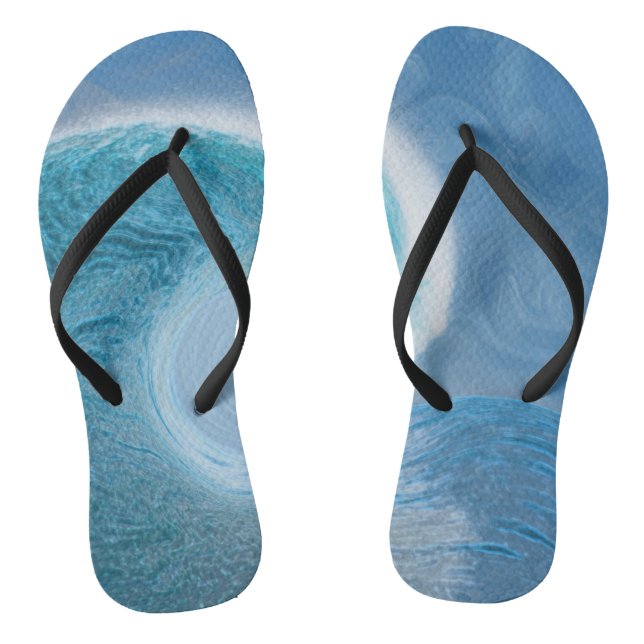 Artistic Blue Wave Thongs (Footbed)