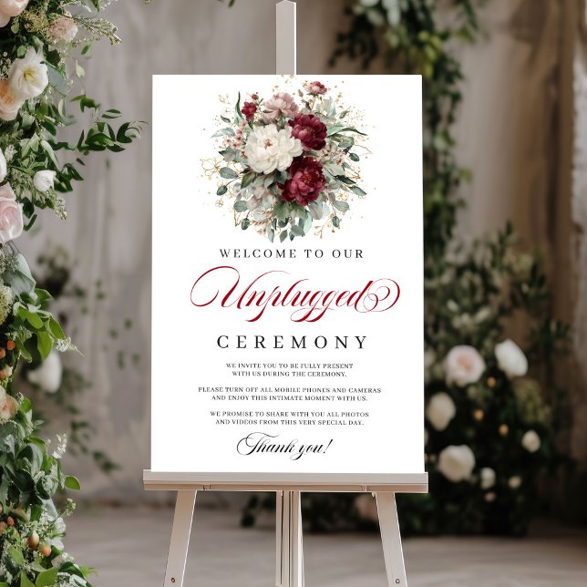 Artistic Blush Burgundy Unplugged Ceremony Poster (Artistic Blush Burgundy Unplugged Ceremony)