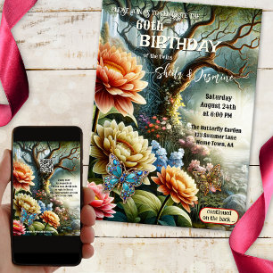 Artistic Bohemian Floral Twin Garden Birthday Invitation