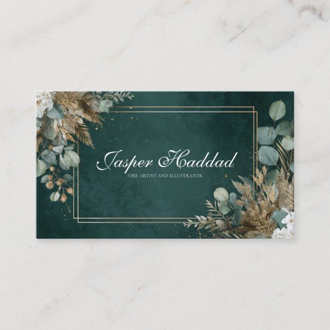 Artistic Bohemian Wildflower Folk Art Business Card (Front)