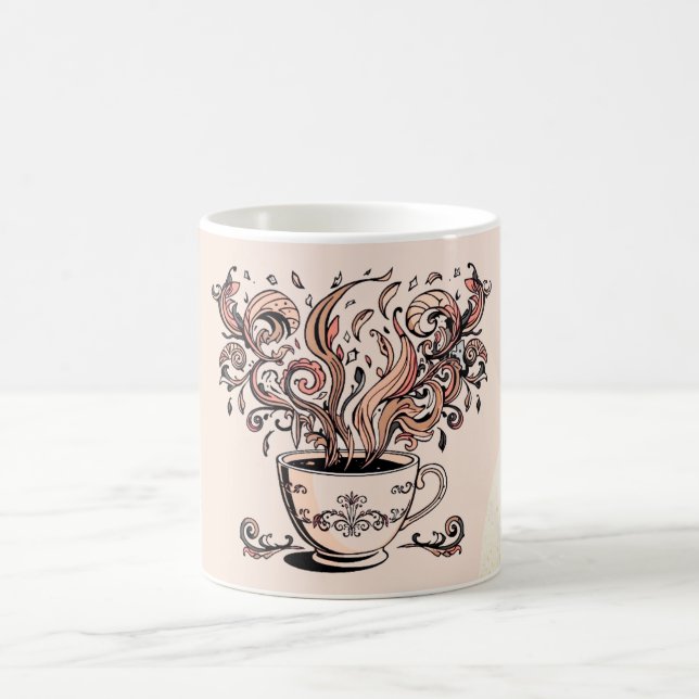 Artistic Boho Botanical Coffee Cup Two-Tone Mug (Center)