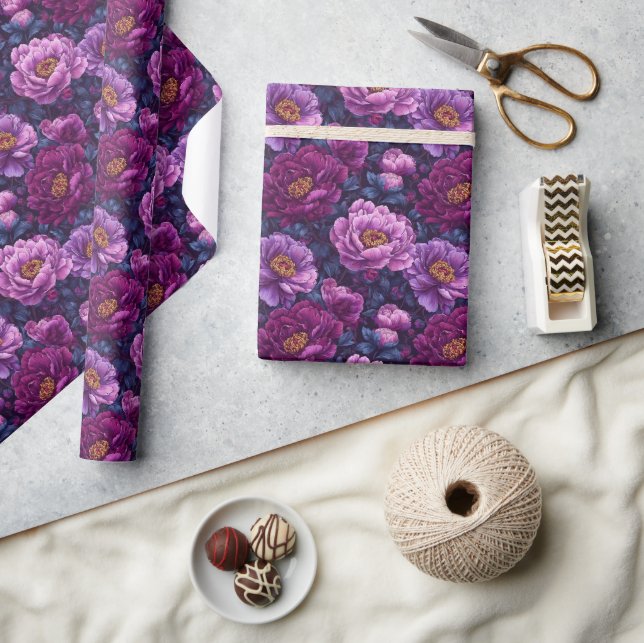 Artistic Boho Peonies Wrapping Paper (Crafts)