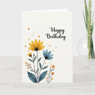 Artistic Botanical Birthday Card