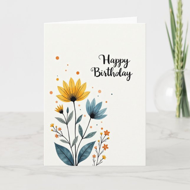 Artistic Botanical Birthday Card (Front)