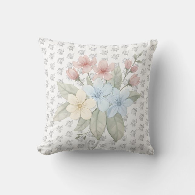 Artistic Botanical Clerodendrum Flower Accent Cushion (Front)
