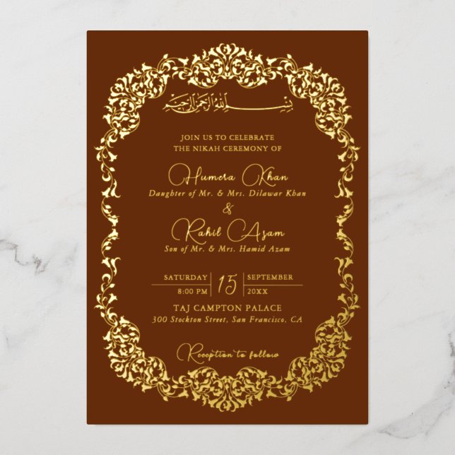 Artistic Botanical Floral Paisley Muslim Wedding (Front)