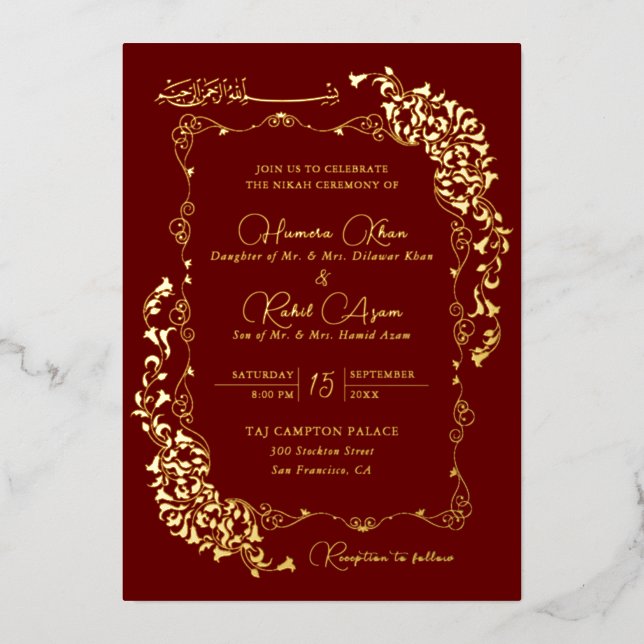 Artistic Botanical Floral Paisley Muslim Wedding (Front)