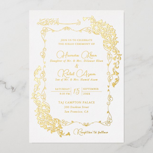 Artistic Botanical Floral Paisley Muslim Wedding (Front)