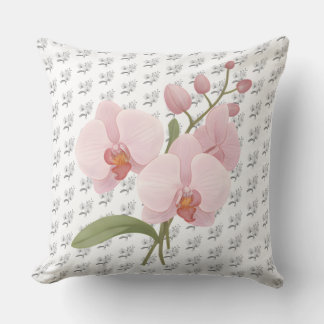 Artistic Botanical Orchid Flower Accent Pillow