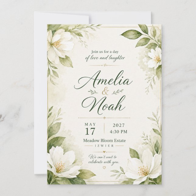 Artistic Botanical Wedding Invite (Front)