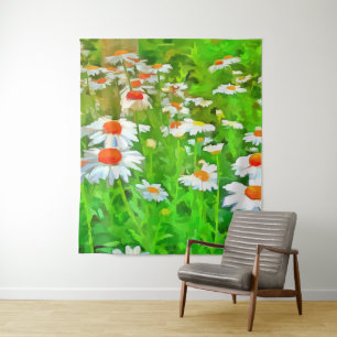 Artistic Bright and Colourful Pop Art Daisies v1 z Tapestry