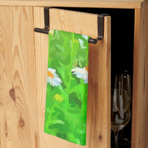 Artistic Bright and Colourful Pop Art Daisies v1 z Tea Towel