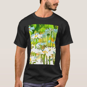 Artistic Bright And Colourful White Garden Daisies T-Shirt