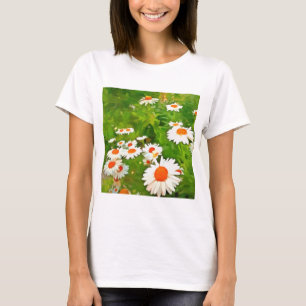 Artistic Bright and Colourful White Garden Daisies T-Shirt