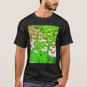 Artistic Bright And Colourful White Garden Daisies T-Shirt