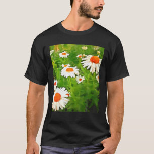 Artistic Bright And Colourful White Garden Daisies T-Shirt